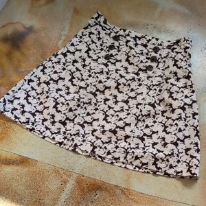 Merona | 100% Cotton A-Line Mini Denim Skirt in Brown and Cream Size 12